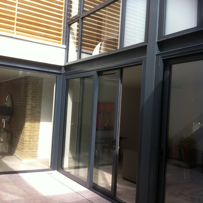 Anthracite aluminium sliding patio doors fitted in Milton Keynes